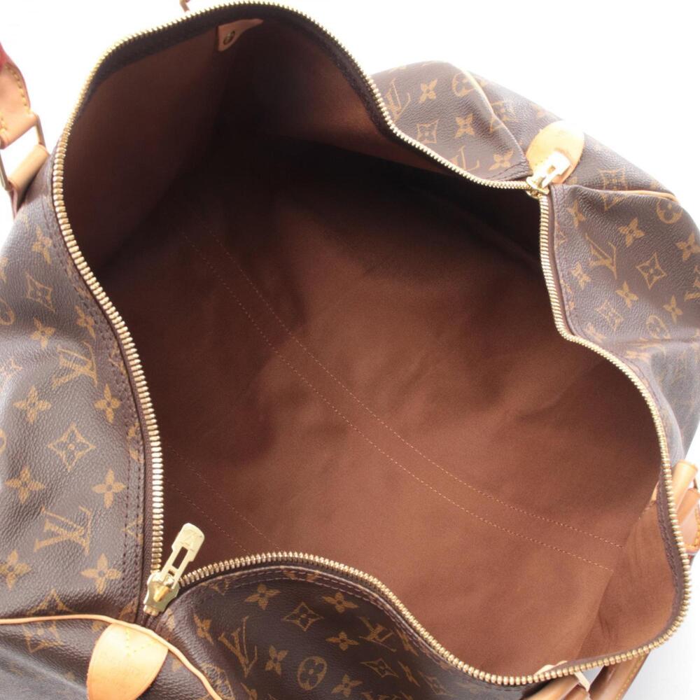 LOUIS VUITTON Authentic Brown Monogram Leather Keepall 55 Boston Bag - Picture 3 of 10